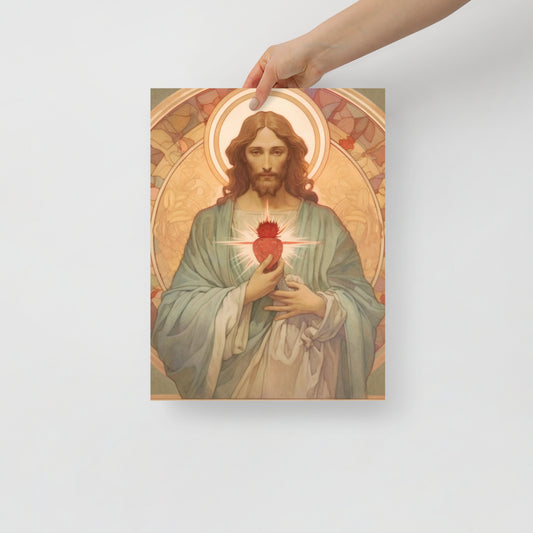 Vintage style Jesus Sacred Heart Print