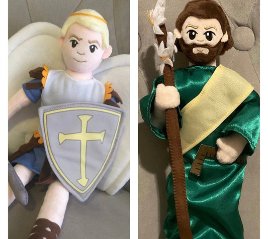 Saint Michael doll and Saint Joseph doll